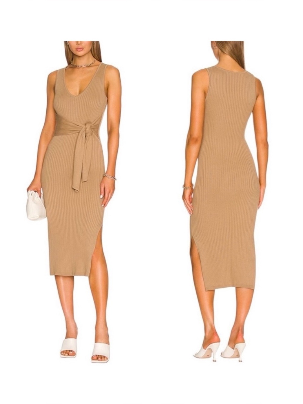 Good American Belted Body Dress (taupe)
